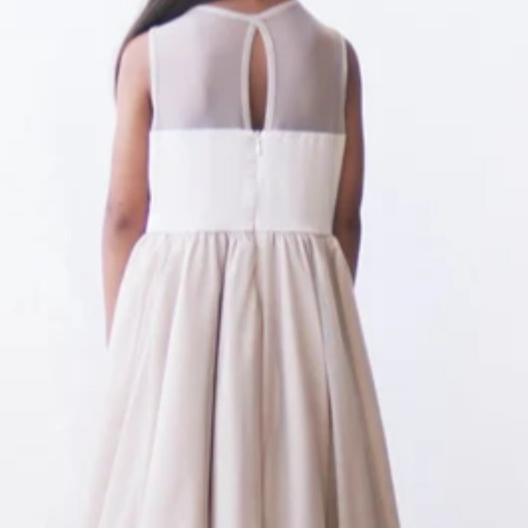 BLUSHFASHION Sweetheart Champagne girls dress, Champagne flower girl twirl dress - Picture 3 of 12